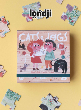 Londji 可爱宠物猫咪狗狗小猫小狗正反面大块地板双面拼图24块