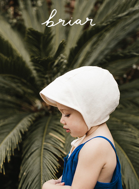 Briar 春夏婴儿胎帽男童女童简约系带护耳遮阳帽新生宝宝防晒帽