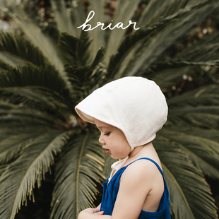 Briar 春夏婴儿胎帽男童女童简约系带护耳遮阳帽新生宝宝防晒帽