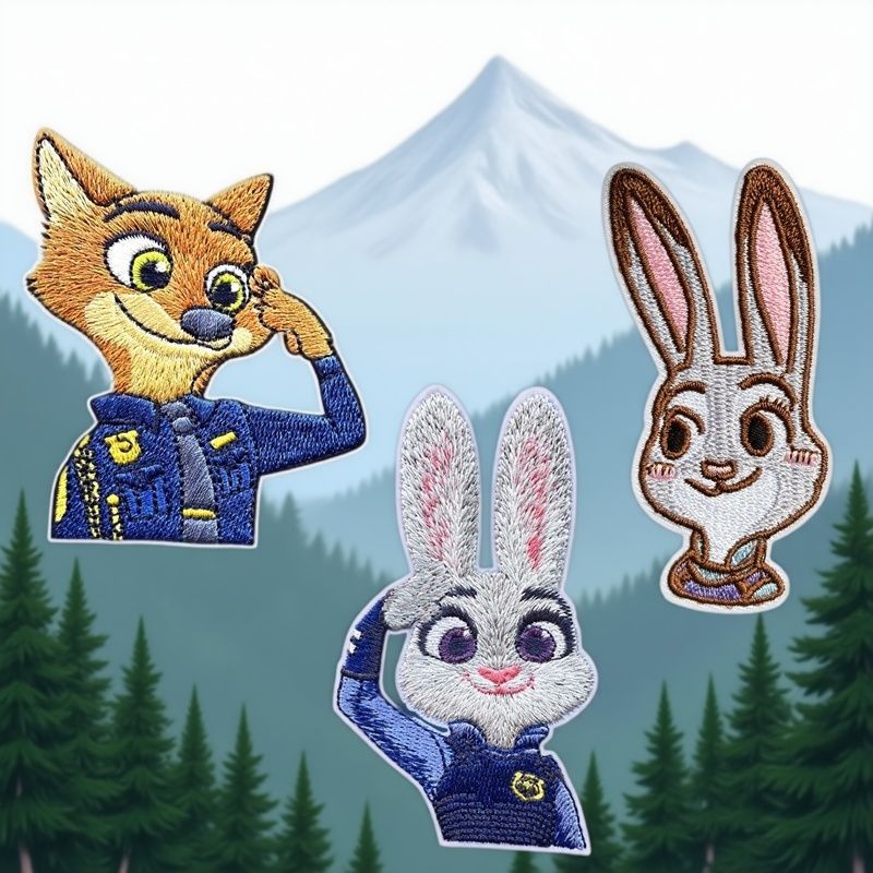 卡通刺绣尼克朱迪兔子警官布贴