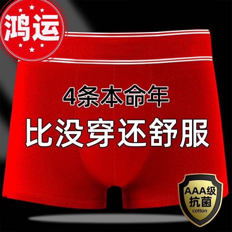 男士本命年红内裤纯棉石墨烯短裤