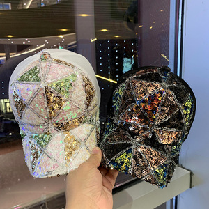 夏天网眼亮片帽子女透气防晒遮阳帽出游时尚百搭韩版棒球帽鸭舌帽