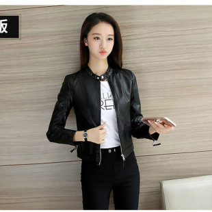 显瘦皮夹克潮酷 pu外套修身 2024春秋韩版 学生百搭机车小皮衣女短款