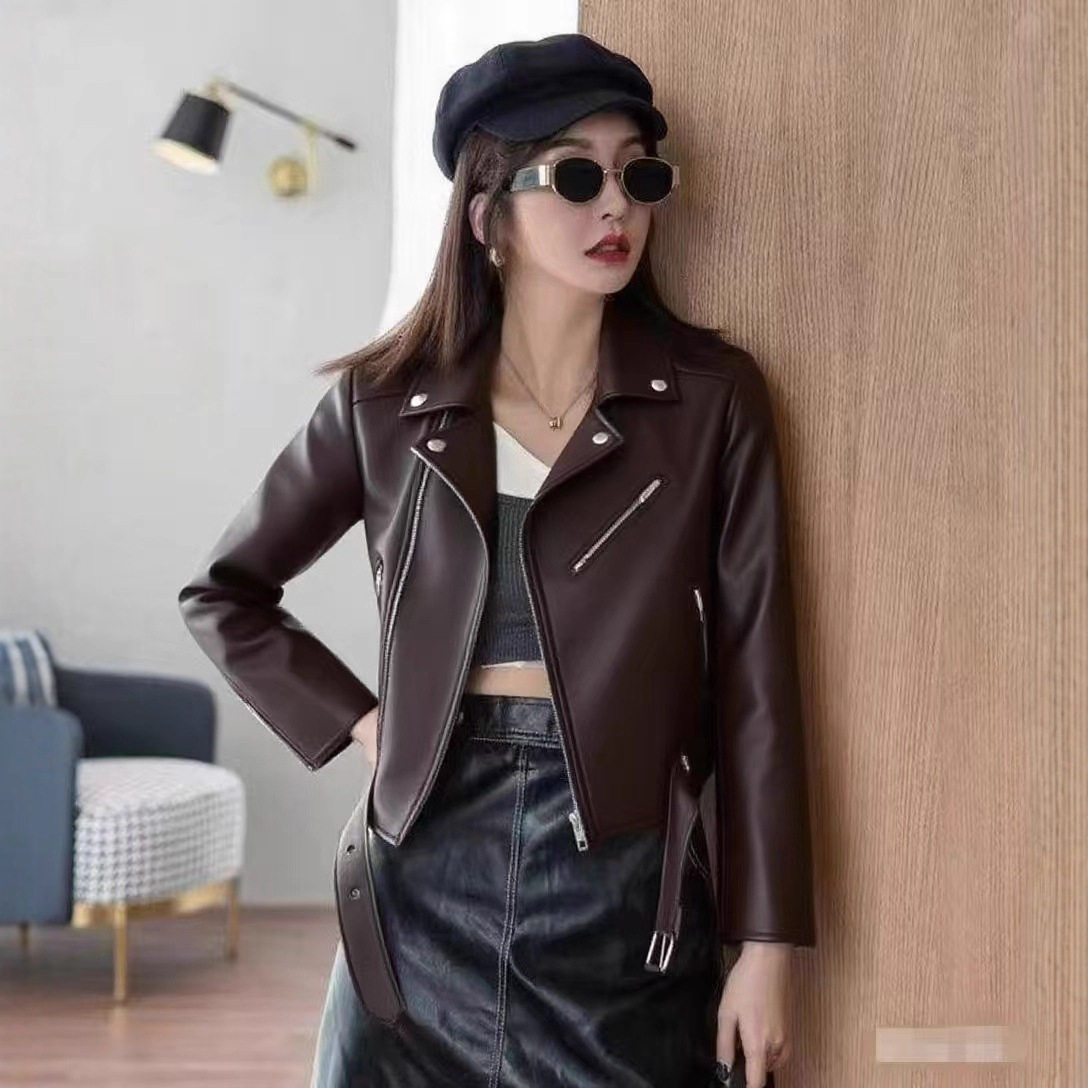 2025春秋季新款黄色女士皮衣大码女装外套短款女皮夹克机车,女装/女士精品,皮衣,淘宝优惠券,粉丝福利购,淘宝优惠卷