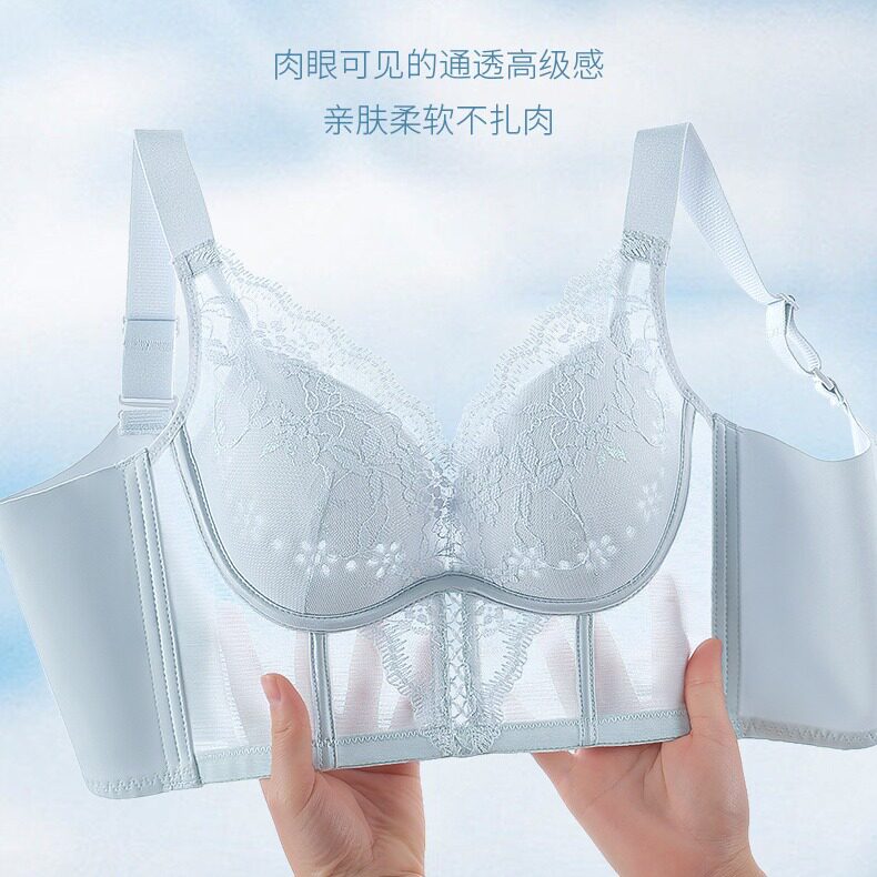 调整型文胸夏季超薄款内衣上托聚拢防下垂无钢圈马甲式鱼骨文胸罩