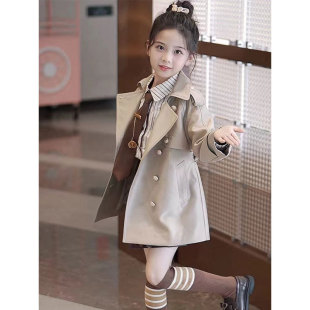 女童风衣外套学院风套装春秋季中大童JK制服衬衫百褶裙两三件套