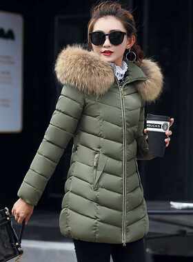 2026冬季韩版新款棉衣女中长款修身棉服大毛领羽绒棉袄外套女