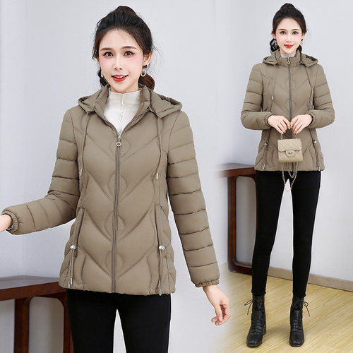 妈妈冬装棉衣大码女连帽羽绒棉服2025新款中老年秋冬加厚棉袄外套