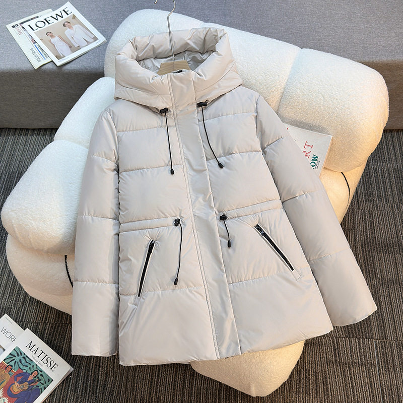 欧美外贸2025年新款棉服女中长款连帽棉衣加厚显瘦棉袄高级感外套