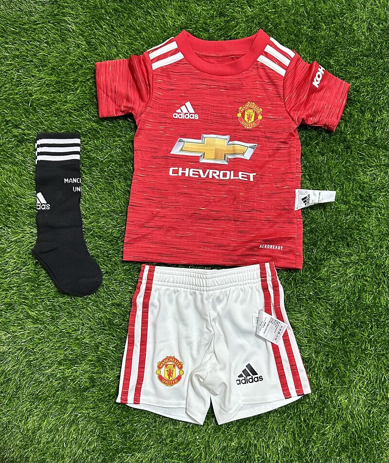 Adidas 曼联2021主场小童幼童童装球衣球裤球袜套装足球服 fm4288