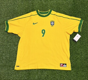 Nike 巴西队 98世界杯官方复刻9号罗纳尔多球衣复古足球服 ib1155