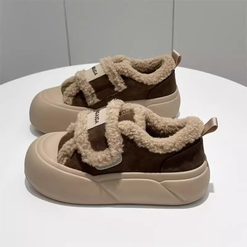 棉鞋女秋冬加绒魔术贴年新款厚底板鞋百搭毛毛鞋子外穿面包鞋,女鞋,棉鞋,淘宝优惠券,粉丝福利购,淘宝优惠卷