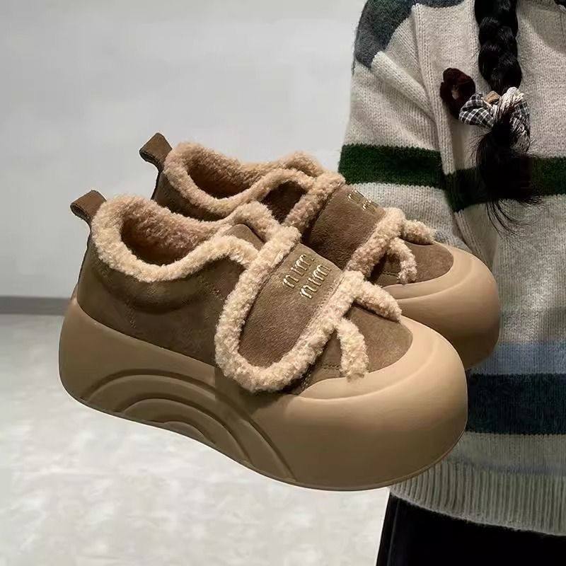 棉鞋女冬季新款加绒加厚雪地靴魔术贴毛毛鞋保暖女鞋厚底板鞋,女鞋,时尚雪地靴,淘宝优惠券,粉丝福利购,淘宝优惠卷