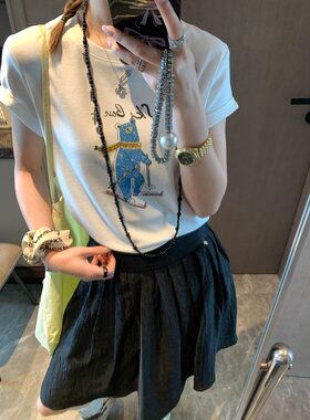 夏日奇遇记 韩系简约ins风卡通印花宽松显瘦短袖T恤