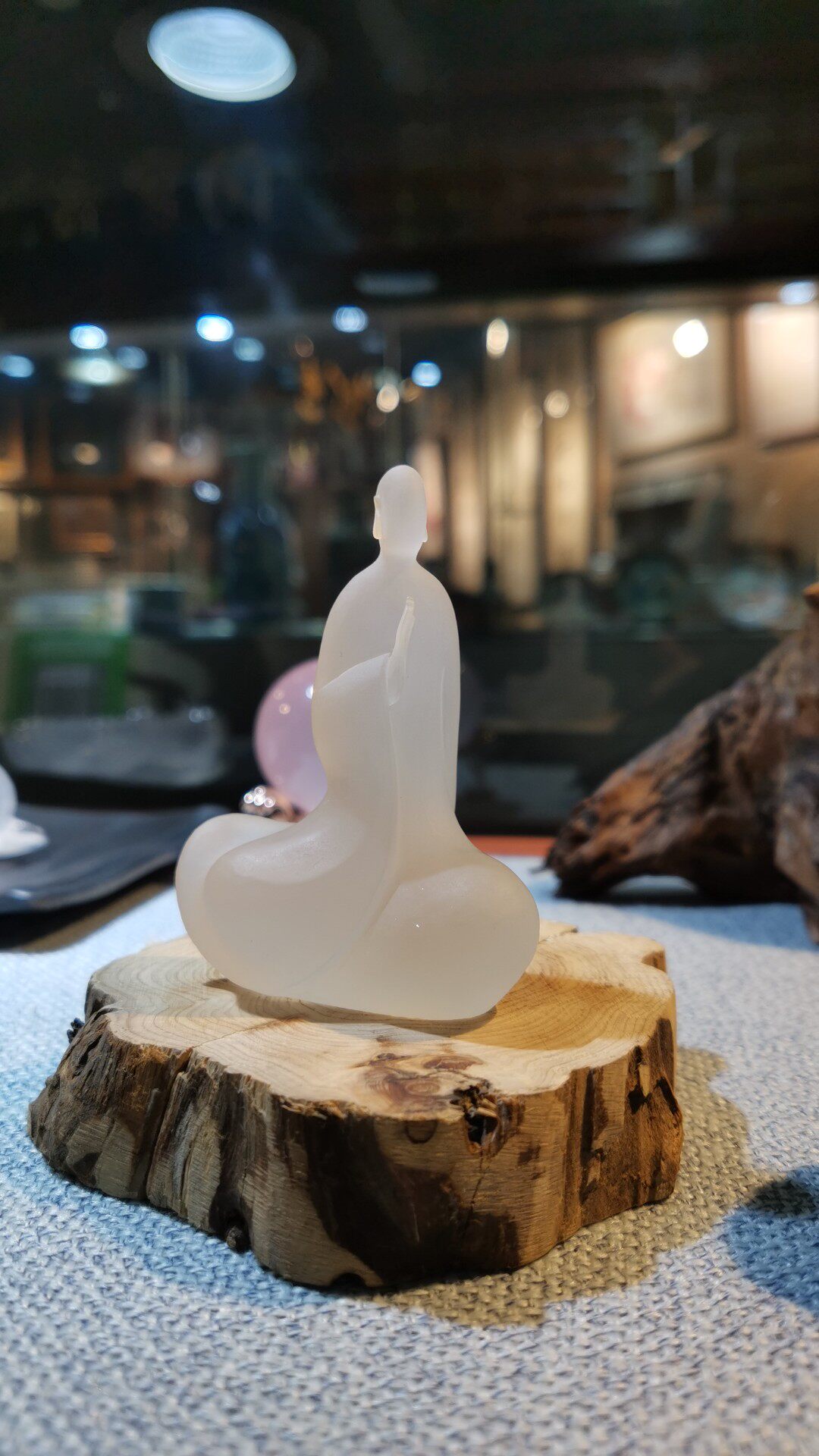 大师精工雕刻天然水晶白水晶雕刻悟道无相佛意境摆件