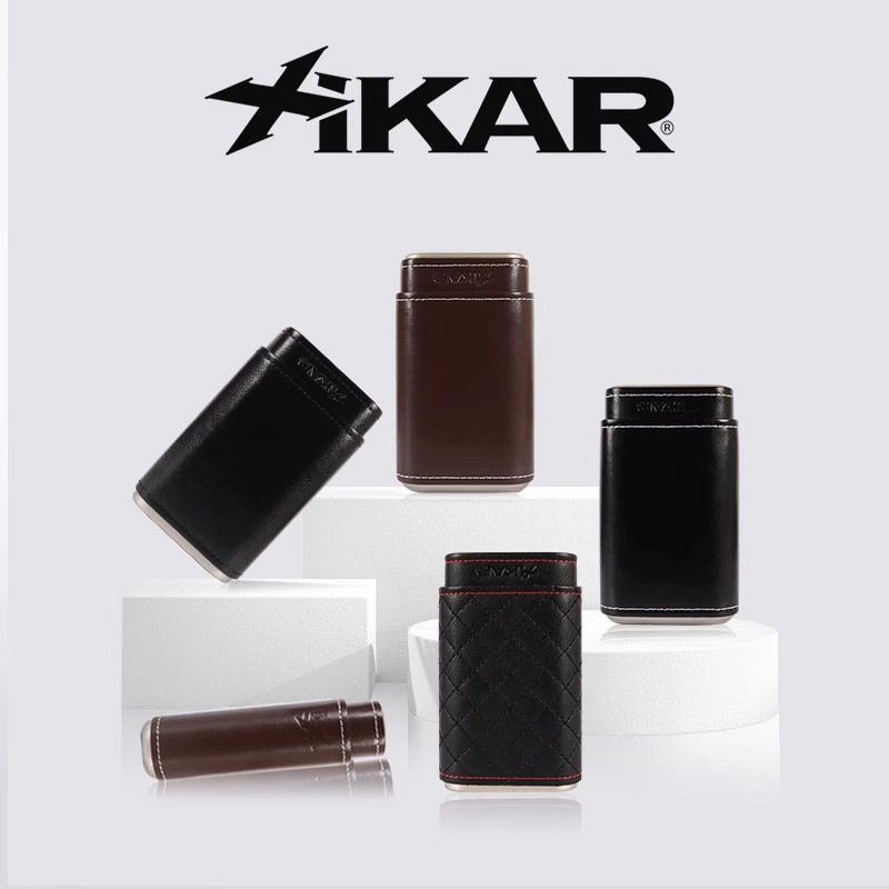美国Xikar西卡雪茄保湿套雪松木高档头层牛皮金属烟盒便携式皮套