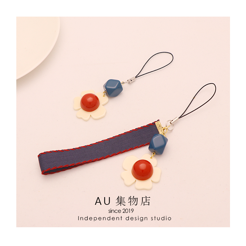 |原创日系少女心撞色小花手机链