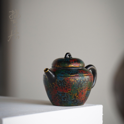 万叶集 功夫茶具茶壶 大漆工艺小容量茶艺陶瓷泡茶壶 小壶100毫升