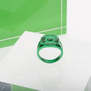 新款高版本DC绿灯侠全彩绿图章印章戒指复仇者联盟个性霸气指环介
