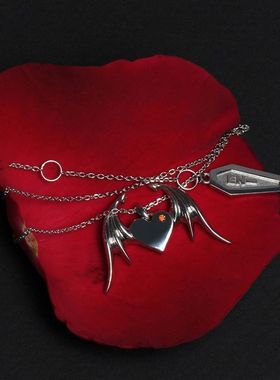 新款高品质版本五周年周边项链天使翅膀爱心粉丝应援饰品