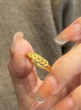 v金材质不掉色招财黄铜钱戒指2025新款五帝币钱币小金币指环