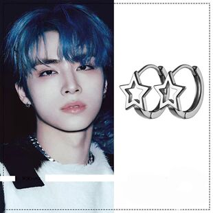 新款高品质版本威神肖俊同款星星镂空耳扣耳环个性简约耳饰品