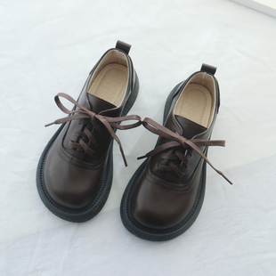 女2025新款 学院风英伦小皮鞋 春季 厚底增高日系大头鞋 女鞋 复古单鞋