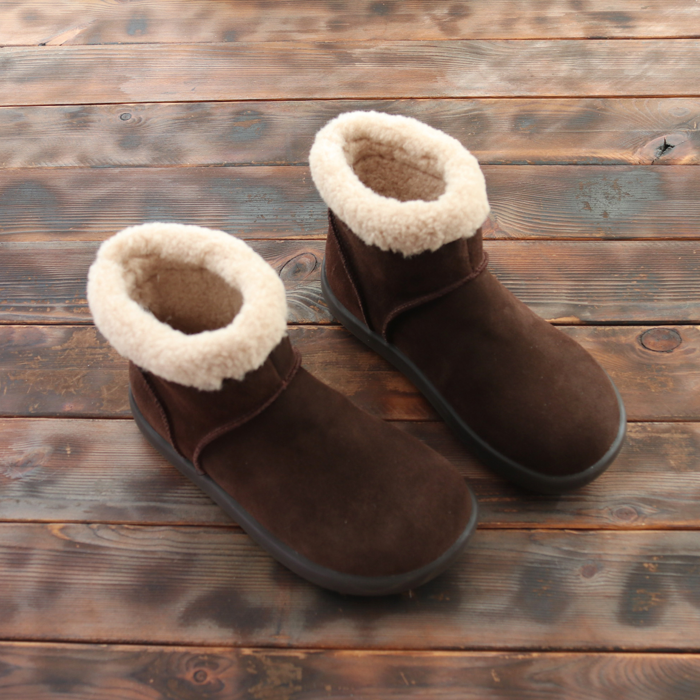 牛皮小土豆雪地靴女百搭复古短靴