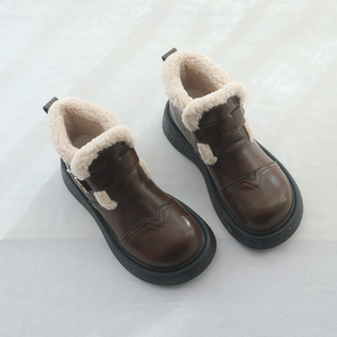 加绒保暖雪地靴女冬季 女靴复古加绒短靴女厚底英伦风马丁靴女 新款