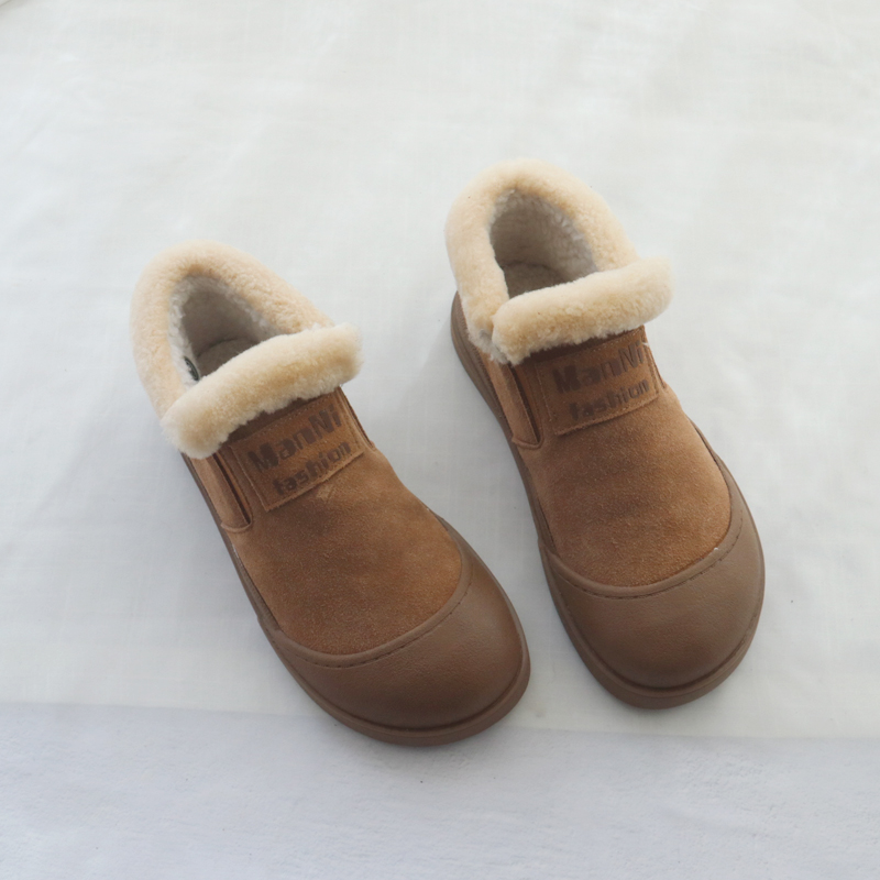 短靴冬季真皮雪地靴复古软底加绒