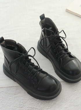 2024新款秋冬大头马丁靴女英伦风加绒短靴圆头瘦瘦靴厚底机车靴子