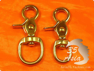 35工坊 纯铜钥匙扣 财布铜钩宠物牵引扣 养牛钱包手工皮具包配件