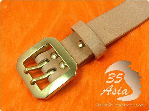 纯手工牛皮带男士植鞣革头层牛皮腰带 纯铜双针扣男真皮皮带裤带