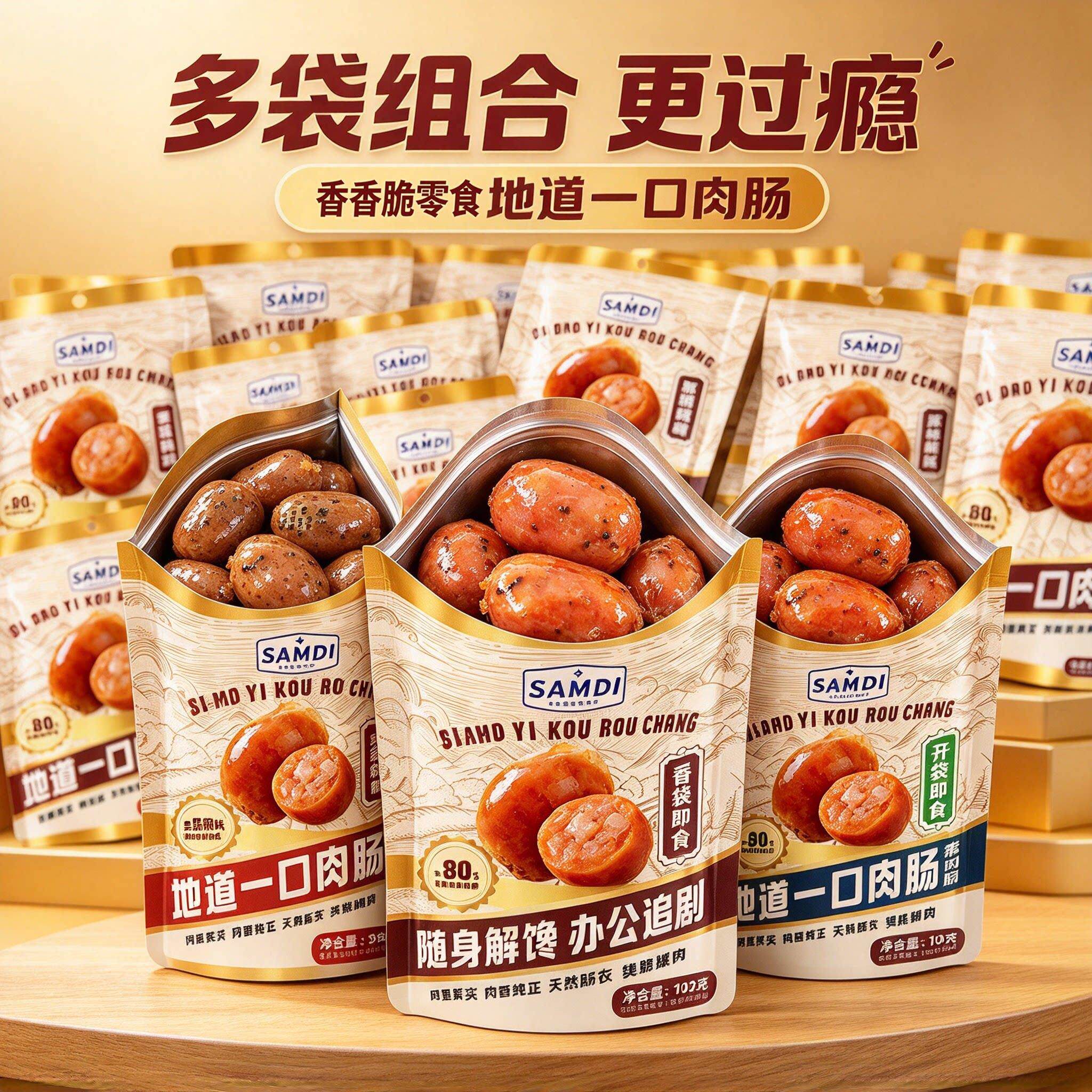 地道一口肉肠肉粒饱满休闲追剧