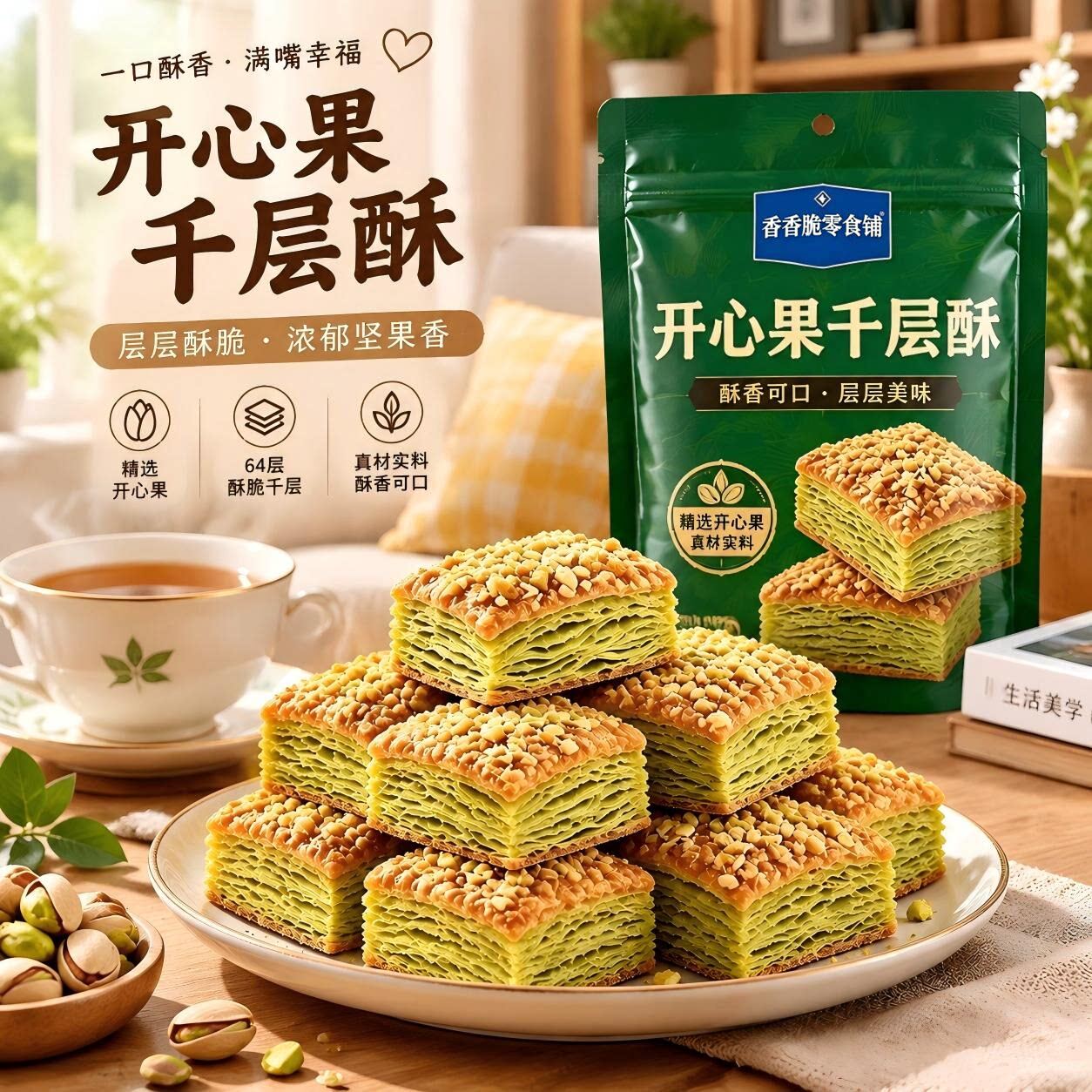 扁桃仁千层酥袋装酥脆解馋小零食