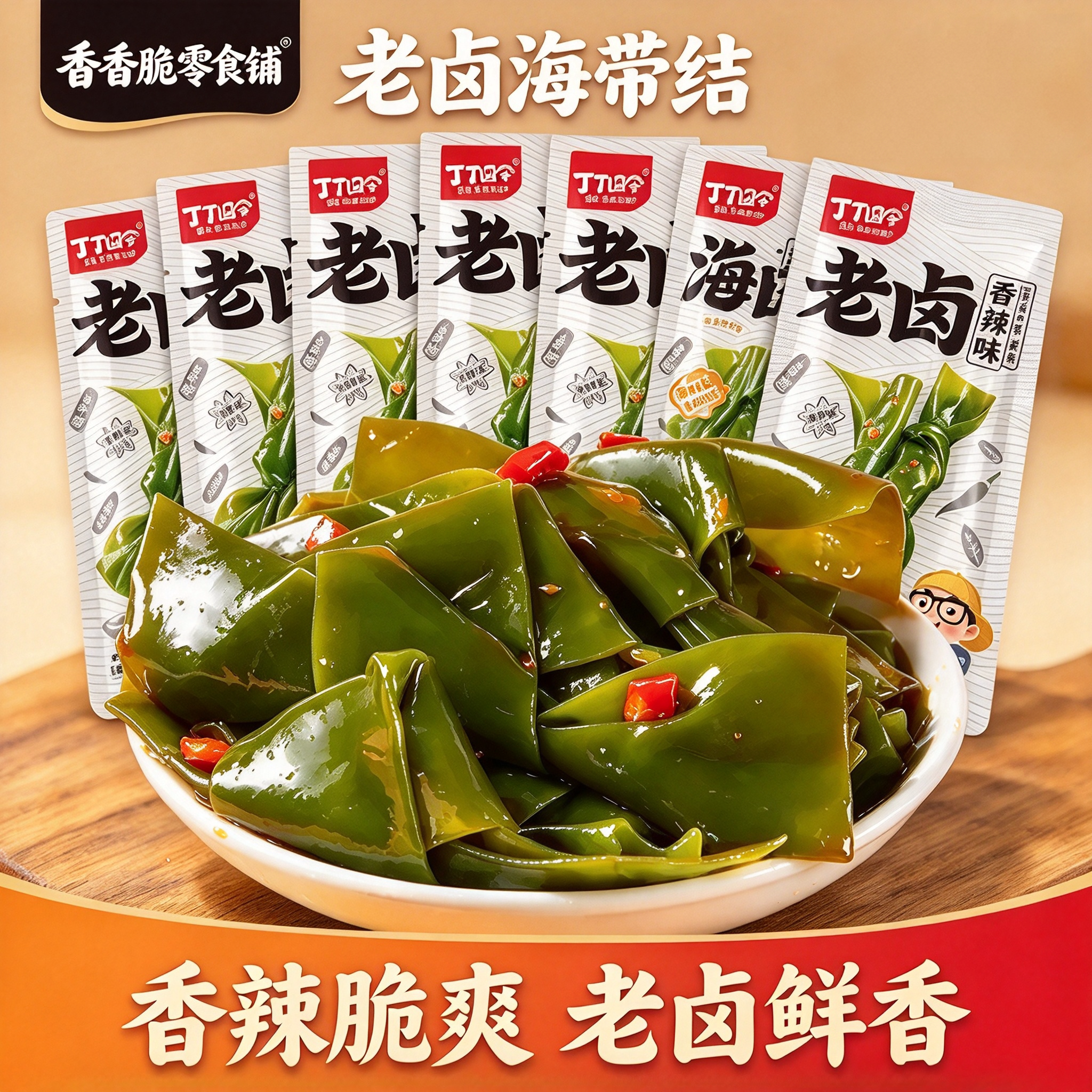 酸辣海带结开袋即食休闲网红零食
