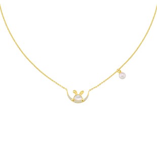 阿古屋Akoya正圆极光海水珍珠项链 弯月玉兔 俏皮减龄 恋人节日礼