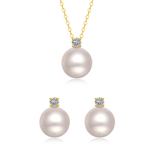 阿古屋AKOYA海水珍珠项链耳钉戴妃经典款 顾佳同款送女友妈妈老婆