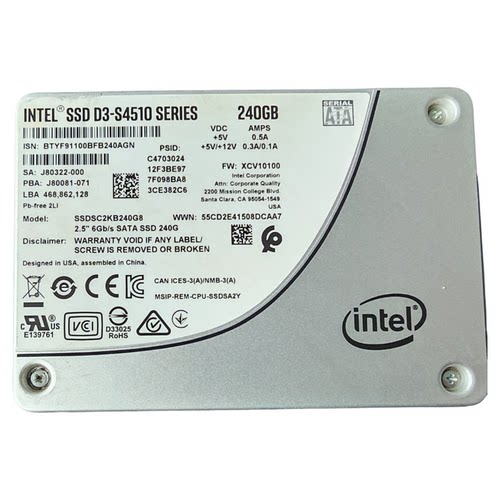 Intel/英特尔 S4510系列 240G 480G 960G SSD企业级固态硬盘