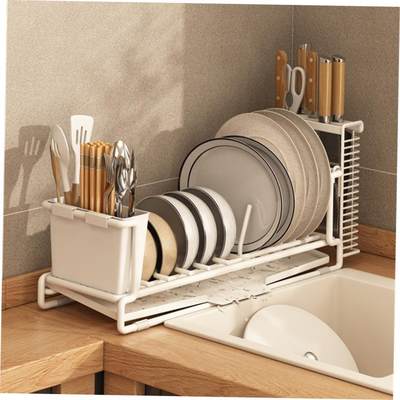 Kitchen Sink Drying Dish Rack Cup Holder Organizer Roll