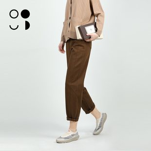 女W432K19620 慵懒松弛感棕色直筒休闲弯刀裤 未知未觉2025秋装 新品