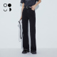 新品 时尚 黑色长款 未知未觉2024年春装 高腰直筒阔腿裤 女W311K21907