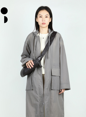 未知未觉轻户外工装风宽松长袖抽绳收腰连帽风衣外套女W431F16540