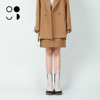 未知未觉25冬新品时尚文艺风修身显瘦直筒毛呢半身裙女W443Q14111