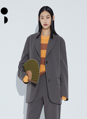 未知未觉2024春新品中长款时尚通勤宽松休闲西装外套女W312X18417