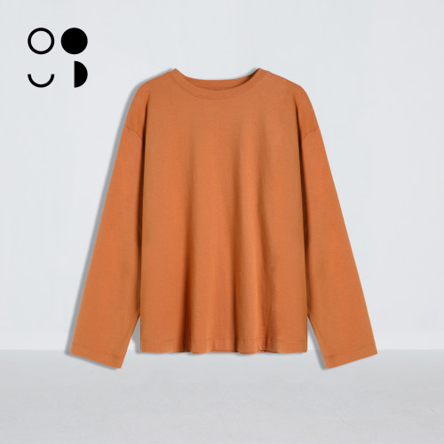 WELKIN&WZWJ纯色简约纯棉舒适直筒长袖打底圆领T恤女W534T11505