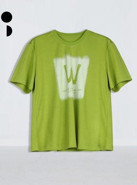 WELKIN&WZWJ25秋新时尚纯棉百搭潮流短袖字母印花T恤女W431T11573