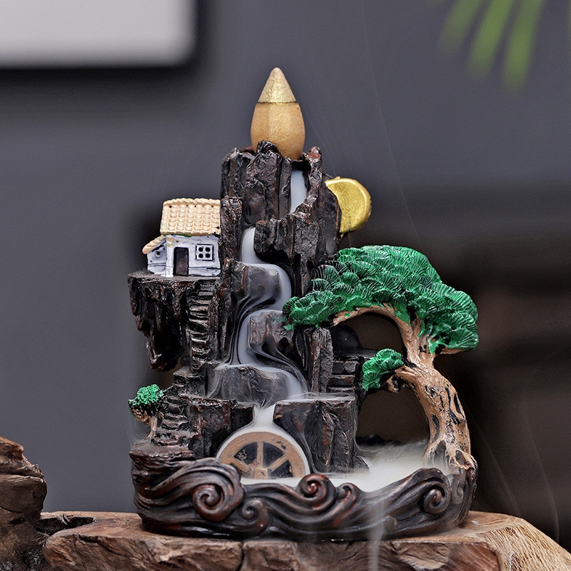 倒流香炉檀香薰沉香粒家用卧室内除臭去味中式熏香炉茶道创意摆件