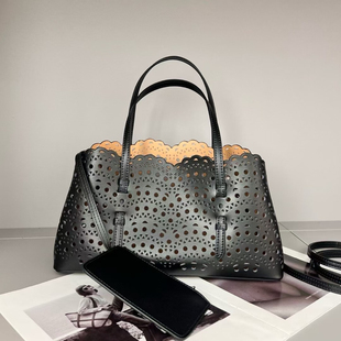斜挎女包ali新品 真皮女包tote包托特 镂空小众新款 阿来镂空包横版
