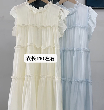 法式气质小飞袖连衣裙子女夏季新款甜美可爱减龄公主裙蛋糕裙仙女